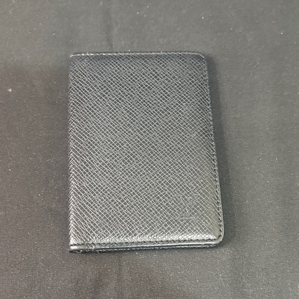 Louis Vuitton Black Leather Card Holder Wallet